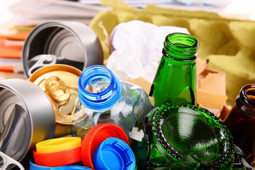 Recycling bins and sorting facilities in East London